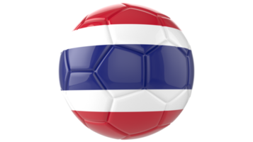 Ballon de football réaliste 3d avec le drapeau de la thaïlande dessus isolé sur fond png transparent