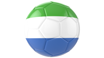 3d realistisk fotboll boll med de flagga av sierra leone på den isolerat på transparent png bakgrund