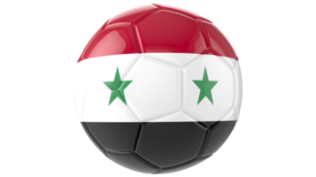 3d realistic soccer ball with the flag of Syria on it isolated on transparent PNG background