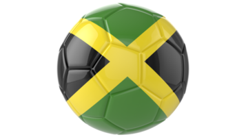 3d bola de futebol realista com a bandeira da jamaica isolada em fundo png transparente
