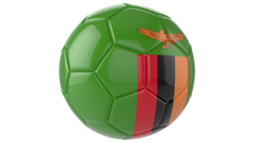 3d realistic soccer ball with the flag of Zambia on it isolated on transparent PNG background