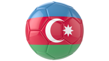 3d realistisk fotboll boll med de flagga av azerbaijan på den isolerat på transparent png bakgrund