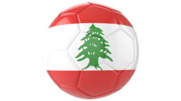 3d realistic soccer ball with the flag of Lebanon on it isolated on transparent PNG background