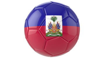 Ballon de football réaliste 3d avec le drapeau d'Haïti dessus isolé sur fond png transparent