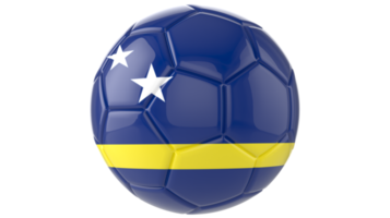 3d realistic soccer ball with the flag of Curacao on it isolated on transparent PNG background