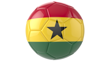 Balón de fútbol realista en 3d con la bandera de ghana aislado sobre fondo png transparente