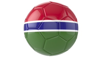 3d bola de futebol realista com a bandeira da gâmbia isolada em fundo png transparente