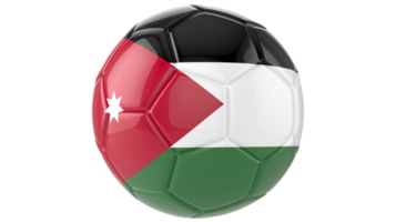 3d realistic soccer ball with the flag of Jordan on it isolated on transparent PNG background