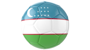 3d realistic soccer ball with the flag of Uzbekistan on it isolated on transparent PNG background