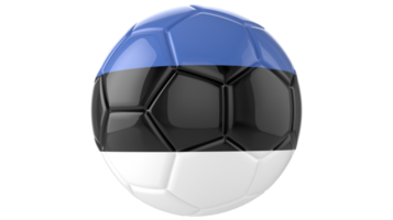 Ballon de football réaliste 3d avec le drapeau de l'estonie dessus isolé sur fond png transparent