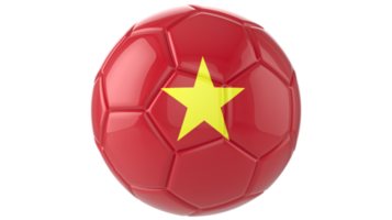 3d bola de futebol realista com a bandeira do vietnã isolada em fundo png transparente