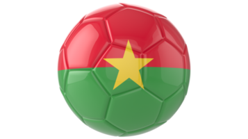 3d realistic soccer ball with the flag of Burkina Faso on it isolated on transparent PNG background