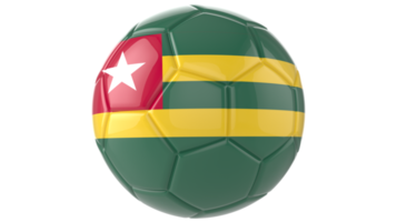 3d realistic soccer ball with the flag of Togo on it isolated on transparent PNG background