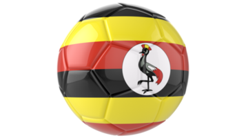 3d realistischer fußball mit der flagge von uganda darauf isoliert auf transparentem png-hintergrund png