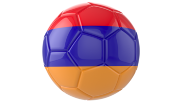 3d bola de futebol realista com a bandeira da armênia isolada em fundo png transparente