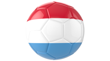 Balón de fútbol realista en 3d con la bandera de luxemburgo aislado sobre fondo png transparente