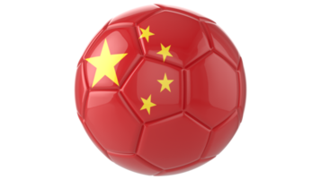 3d bola de futebol realista com a bandeira da china isolada em fundo png transparente