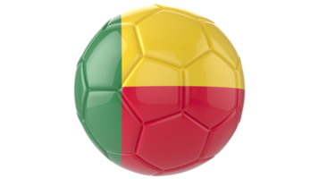 Balón de fútbol realista en 3d con la bandera de benin aislado en un fondo png transparente