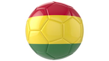 3d bola de futebol realista com a bandeira da bolívia isolada em fundo png transparente