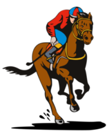 Horse and Jockey Racing Retro png