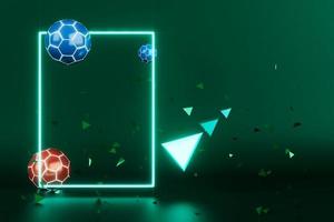 objeto de pelotas de fútbol, diseño de pelotas deportivas, concepto de elemento de fútbol, ilustración 3d, tecnología de fútbol abstracta, pantalla móvil de smartphone, campo de hierba verde, deporte en línea en vivo, negocio de deportes de casino foto