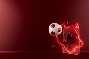3d football object design. realistic rendering. abstract futuristic background. 3d illustration. motion geometry concept. sport competition graphic. tournament game bet content. soccer ball element. photo