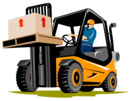 forklift truck and driver at work png