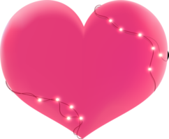 coeur rose avec illustration lumineuse suspendue png