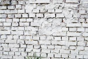 Beautiful white painted brick wall shabby old with cracks in the loft style with seams. Texture, background photo