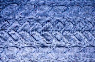 Beautiful texture of a soft warm natural sweater with a knitted pattern of threads. The background photo