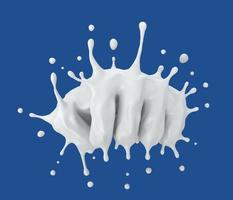 Milk splash in strong hand punch shape, 3d rendering. photo