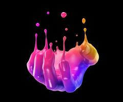 Abstract color splash in hand shape,3d rendering. photo