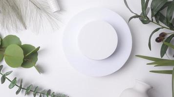 White circle mockup with natural white background , Product show concept