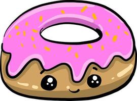 Pink donut, illustration, vector on white background