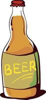 Beer in a bottle, illustration, vector on white background