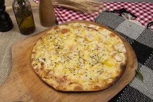 Brazilian pizza with mushroom, cheese and oregano photo