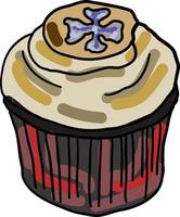 Cupcake hand drawn, illustration, vector on white background.