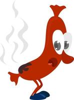 Burnt sausage, illustration, vector on white background.