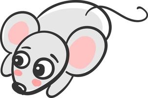 Sad little mouse, illustration, vector on white background