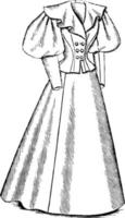 abrigo y falda, grabado antiguo. vector