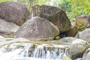 sunlight beauty nature and rock waterfall in south Thailand photo