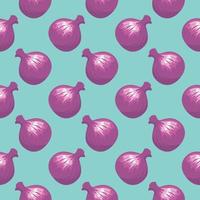 Violet onions,seamless pattern on blue background. vector