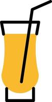 Orange juice in tall glass, illustration, vector on a white background.