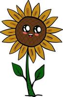 Girasol feliz, ilustración, vector sobre fondo blanco.