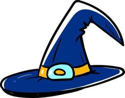 sombrero de bruja azul, ilustración, vector sobre fondo blanco