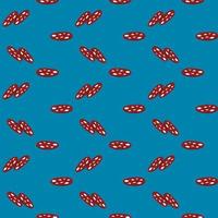 Sausage slices , seamless pattern on a blue background. vector