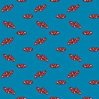 Sausage slices , seamless pattern on a blue background. vector