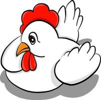 White chicken, illustration, vector on white background