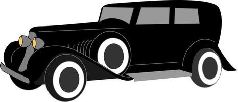 Coche retro antiguo negro, ilustración, vector sobre fondo blanco.