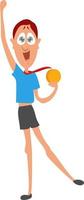 Winning a gold medal, illustration, vector on white background.